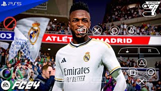 eFootball PES 2024 PPSSPP Patch EA FC24 Android V2 Update Transfer Real Faces Camera Ps5 [upl. by Hannan]