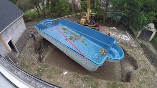 Fiberglass pool install timelapse part 1 [upl. by Hairahs]