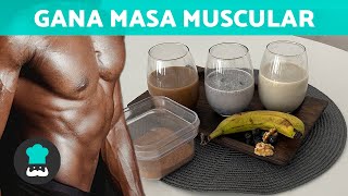 3 BATIDOS para aumentar MASA MUSCULAR 🫐💪🏻  Recetas para Ganar Masa Muscular ✅ [upl. by Ahseenak]