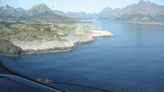 Wideroe Dash 8 cockpit view landing at Svolvær Helle [upl. by Polinski]