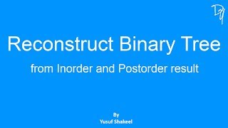 Reconstruct Binary Tree from Inorder and Postorder result [upl. by Afnin459]