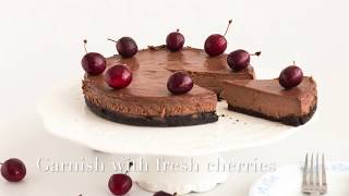 Chocolate Cherry Cheesecake Recipe  Baked Chocolate Cherry Cheesecake [upl. by Adriell]