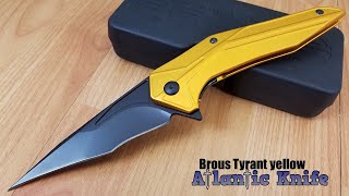 BROUS BLADES TYRANT LINERLOCK GOLD BLACKOUT D2 TOOL STEEL FOLDING KNIFE 246 [upl. by Nikoletta]