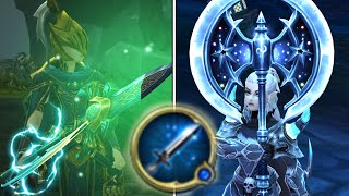 AQ3D Azurecrest Lance amp Blinding Starlight Axe Spellforged Comparison AdventureQuest 3D [upl. by Crifasi804]