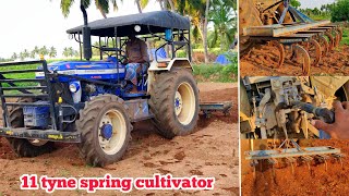 Farmtrac 6065 Supermaxx Lift ADDC performance  11 tyne spring cultivator  Agriculture India [upl. by Selfridge608]