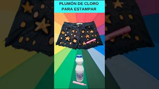 🤯 Cómo hacer ESTAMPADO en TELA usando un MARCADOR de CLORO Casero 🖍️👖 [upl. by Dahaf]