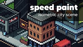 Pixel Art isometric city speed paint using Aseprite [upl. by Niklaus]