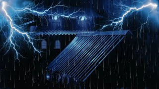 Deep Sleep Instantly with Heavy Rain amp Powerful Thunderstorm on a Cozy Tin Roof in the Dark Woods [upl. by Enihpets904]