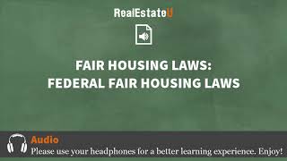 251 Fair Housing Laws Federal Fair Housing Laws  Georgia Real Estate License  RealEstateUtv [upl. by Frans]