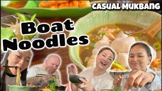 BEST BOAT NOODLES CASUAL MUKBANG FAMILY HANGOUT DAY  SASVlogs [upl. by Leslee]