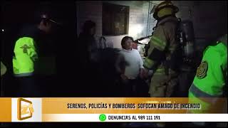 Rápida intervención de serenos policías y bomberos controla amago de incendio en Chilca [upl. by Isaiah587]