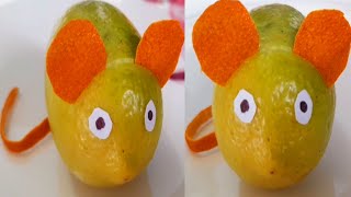 How to make a mouse lemon  Fruit carving lemon  Lemon Mouse Art  How To make lemon garnish design [upl. by Naellij]