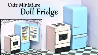 Cute Miniature Doll Fridge  Polymer clay  Wood Tutorial [upl. by Yrkcaz]