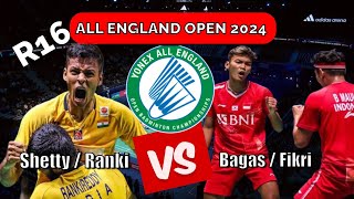 ONFIRE  Bagas Maulana  M Shohibul Fikri vs Chirag Shetty  Rankireddy  Yonex All England 2024 R16 [upl. by Netloc]