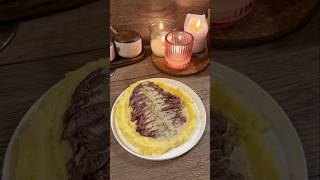 Steak with creamy black pepper sauce and mashed potatoes 🤤 steak dinner recipe potatorecipe [upl. by Notnilc]