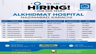 Alkhidmat Hospital Nazimabad KarachiLatest Alkhidmat Hospital Jobs 2024 [upl. by Narih]