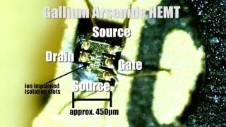 RF Gallium Arsenide Heterojunctionbased High Electron Mobility FET  Decapped under Microscope [upl. by Atenik]