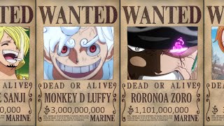 OFFICIAL Straw Hat Pirates New Bounties After Wano Arc One Piece [upl. by Zondra]