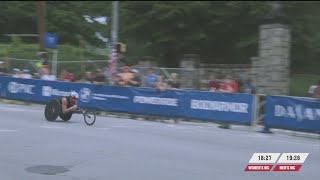 Daniel Romanchuk wins AJC Peachtree Road Race mens wheelchair race for 6th time in a row [upl. by Ameline]