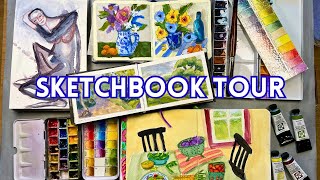 Inspiring MixedMedia Sketchbook Tour of Four Sketchbooks [upl. by Barri188]