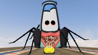 Epic Escape From The Spider Guido Head Eater  Lightning McQueen vs Spider Guido  GTA 5 [upl. by Haeli]