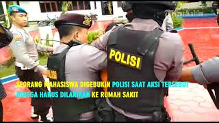 VIDEO Polisi Gebukin Mahasiswa Saat Aksi Demo Banjir di Depan Kantor Pemkot Balikpapan [upl. by Neile]