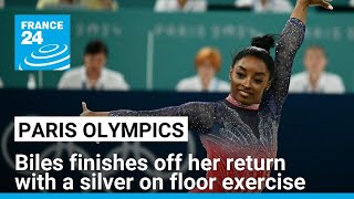 Simone Biles finishes off her return to the Olympics with a silver on floor exercise • FRANCE 24 [upl. by Reteip179]