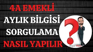 4A EMEKLİ MAAŞ BİLGİSİ SORGULAMA  NASIL YAPILIR  E DEVLET [upl. by Rahab]