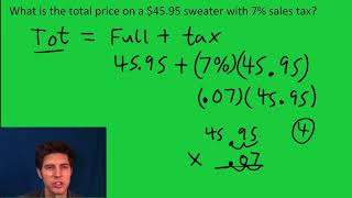 Percent Word Problems Sales Tax [upl. by Georgena878]