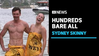 Hundreds shed their clothes for Sydneys annual nude swim  ABC News [upl. by Kimberli]