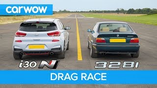 Hyundai i30N vs E36 BMW 328i  DRAG amp ROLLING RACE amp BRAKE TEST  can £28k beat £28k [upl. by Llenehs]