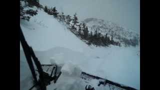 Plowing snow slabs on 5 mile Mount Washington Auto rd [upl. by Von]