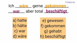 A1 A2 B1  Deutsch lernen Grammatik Test Deutsche Grammatik Verben hatte hätte war wäre [upl. by Yemrej]