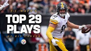 HIGHLIGHTS TJ Watts top 29 career plays to celebrate his 29th birthday  Pittsburgh Steelers [upl. by Ajidahk]