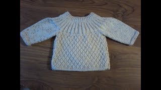 DIY  tuto tricot  tricoter une brassière bébé au point cloqué [upl. by Phelgon]