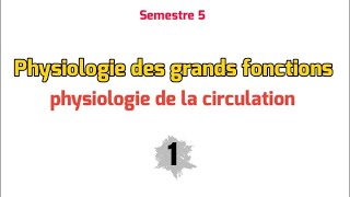 Physiologie circulatoire partie 1  Physiologie des grandes fonctions [upl. by Luaped]