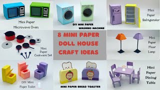 8 EASY MINI PAPER CRAFT IDEAS FOR DOLL HOUSE  Paper Craft  school hacks Origami  MINIATURE CRAFT [upl. by Amity372]