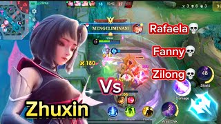 MOBILE LEGENDS  Zhuxin 🆚 Rafaela  Fanny  zilong … On area [upl. by Moritz]