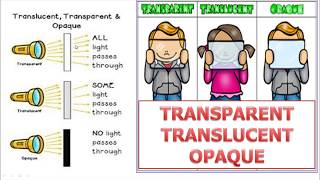 TRANSPARENT TRANSLUCENT amp OPAQUE MATERIALS [upl. by Nelia]