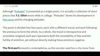 How would you describe the mood of quotPreludesquot by TS Eliot Code 62034401 [upl. by Medarda]