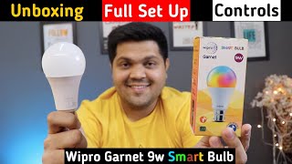 Wipro Garnet 9W Smart Bulb with Music Sync unboxing First Time How to Setup amp Review in Hindi [upl. by Lodmilla]