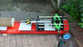 Homemade Wood SPLITTER using CAR Jack A simple Way to split Firewood Homemade inventions TEST [upl. by Dimo]