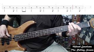 Mixed Emotions by The Rolling Stones  Bass Cover with Tabs PlayAlong [upl. by Olinde700]