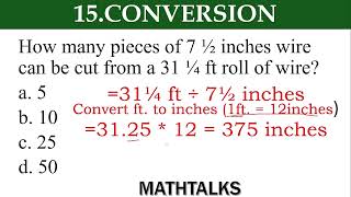 How many pieces of 7 ½ inches wire can be cut from a 31 ¼ ft roll of wire a 5 b 10 c 25d 50 [upl. by Anetta578]