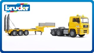 Bruder Toys MAN TGA Low Loader Truck 02775 [upl. by Kohn891]