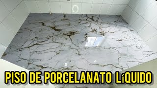 Passo a passo do piso de porcelanato líquido na cozinha 😍 [upl. by Yznel711]