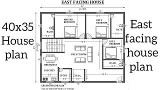 40x35 east facing house plan  40x35 simple house design  4035 house plan 3bhk  4035 house plan [upl. by Gallard]