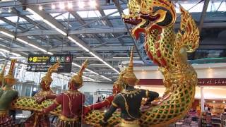 Churning of the Milk Ocean sculpture  Suvarnabhumi Airport Bangkok [upl. by Eelahc]