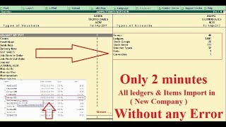 How To Import All master ledgers amp Items from old to New Company only 2 Minute  Hindi [upl. by Dygert20]