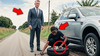 Black Boy Helps Millionaire with Flat Tire The Next Day a Black SUV Showed up at his House [upl. by Arevle]